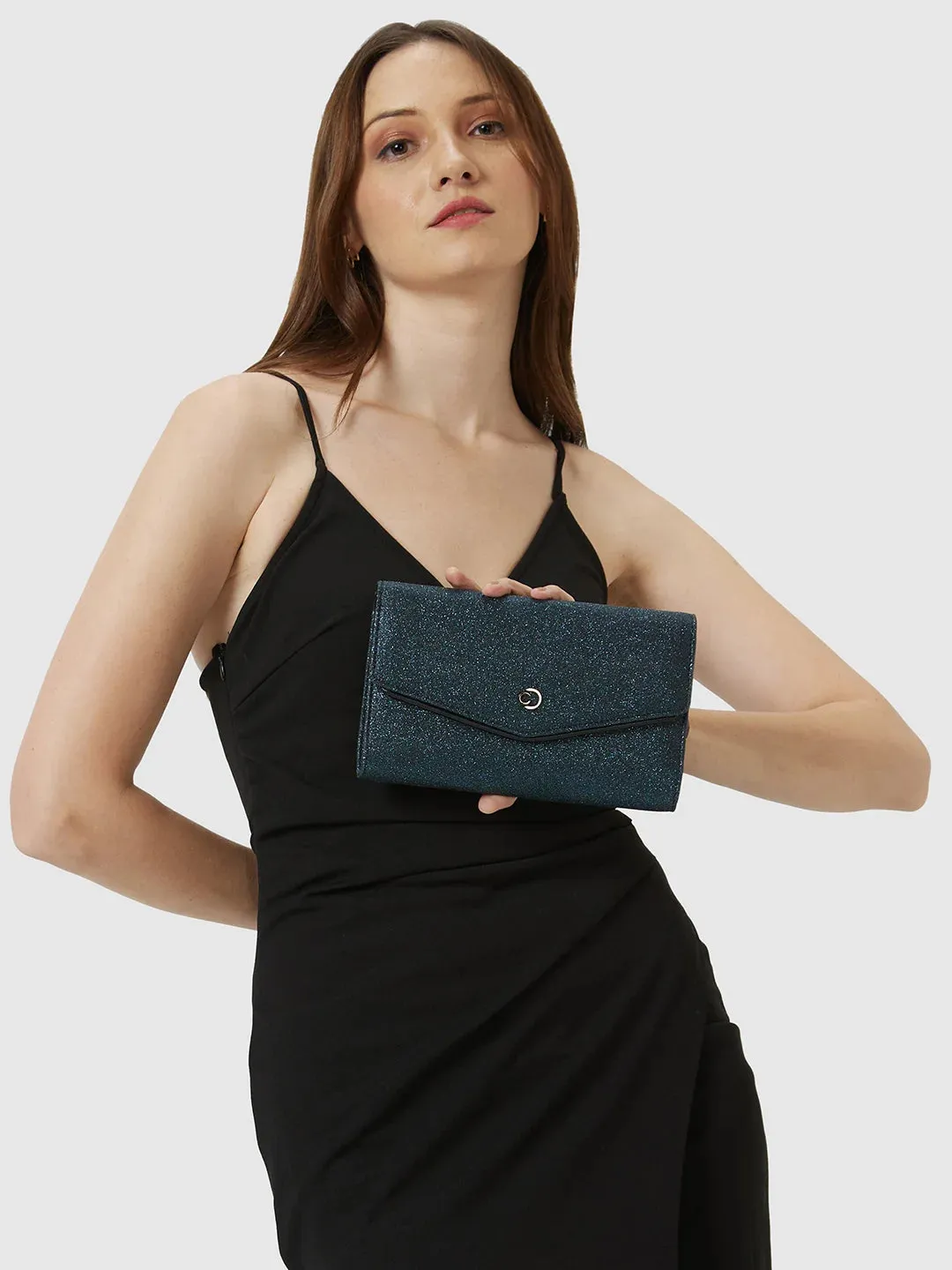 Caprese Junie Large Navy Flapover Clutch