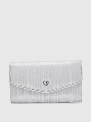 Caprese Junie Large Silver Flapover Clutch