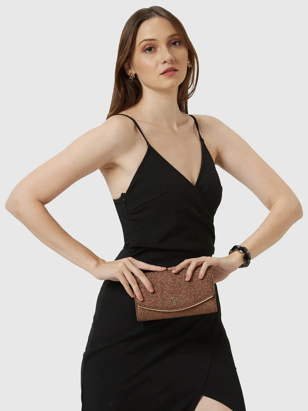 Caprese Junie Medium Copper Flapover Clutch