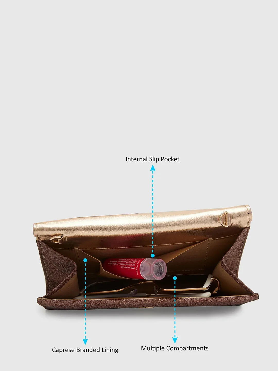 Caprese Junie Medium Copper Flapover Clutch