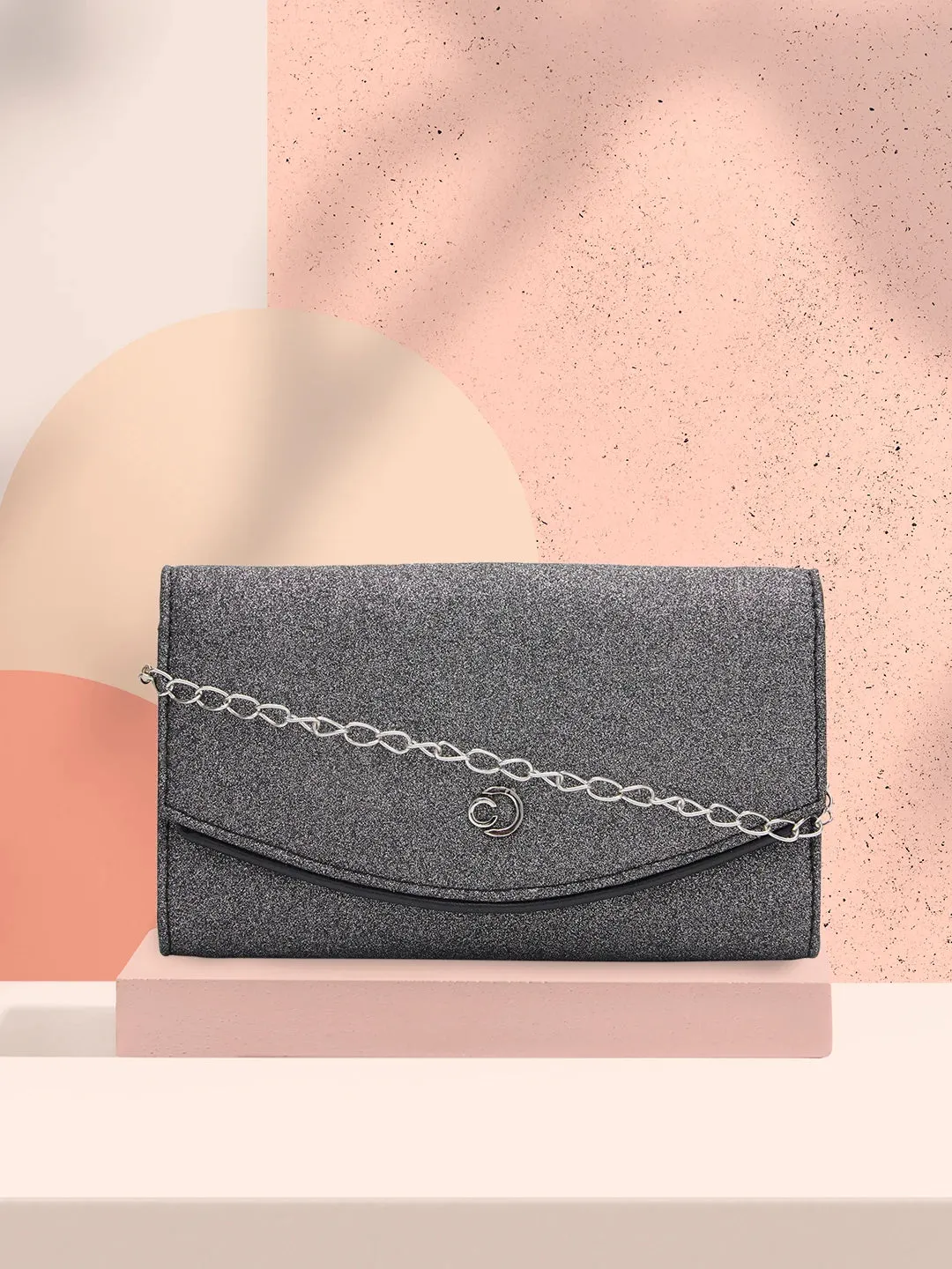 Caprese Junie Medium Gunmetal Flapover Clutch