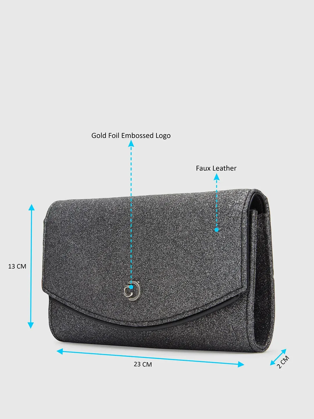 Caprese Junie Medium Gunmetal Flapover Clutch