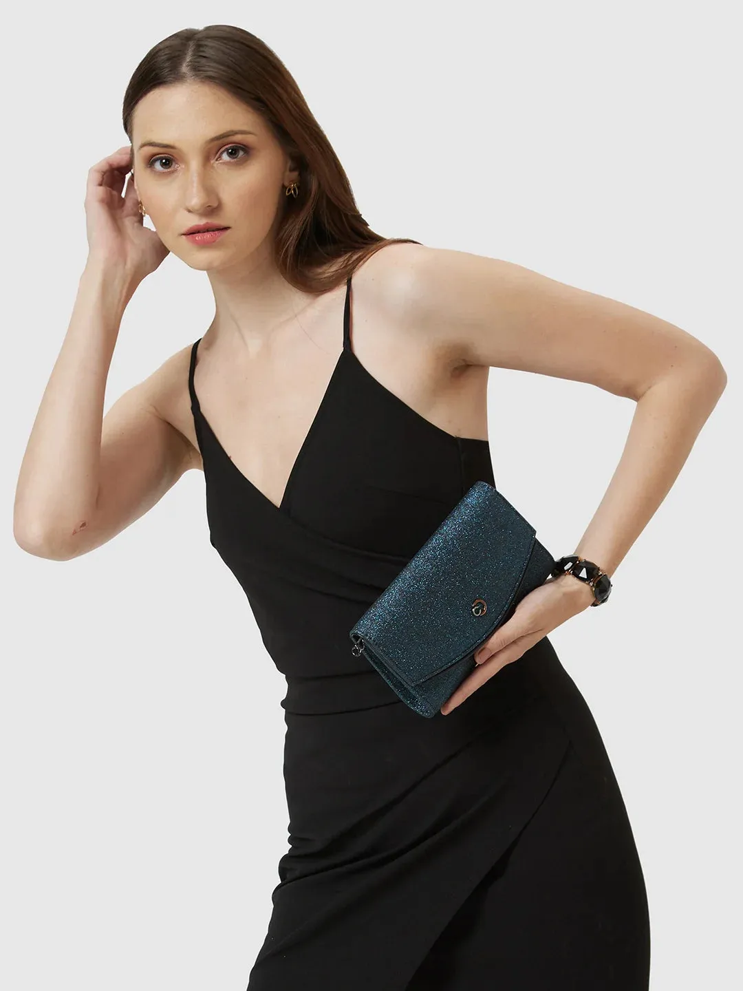 Caprese Junie Medium Navy Flapover Clutch