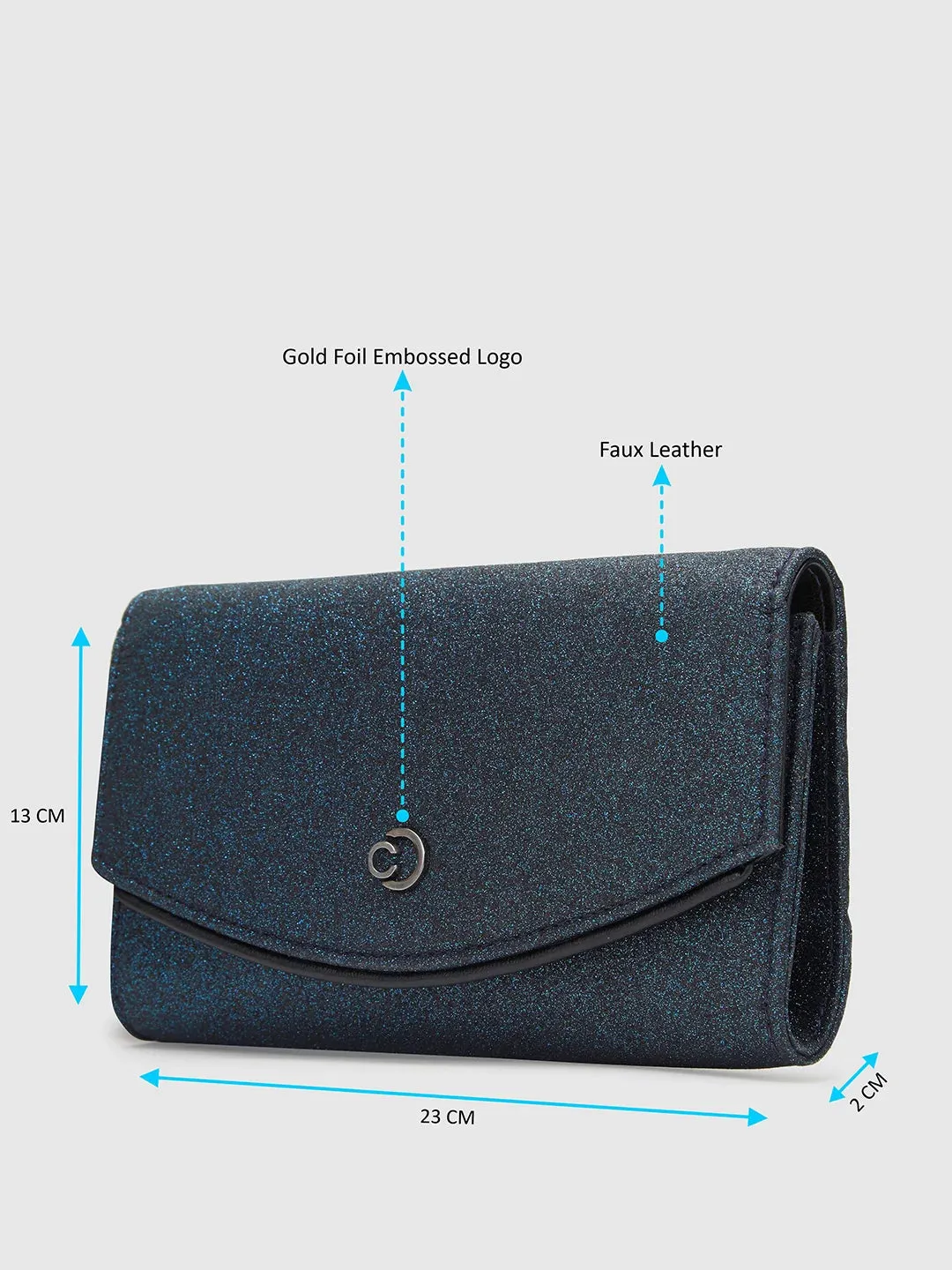 Caprese Junie Medium Navy Flapover Clutch