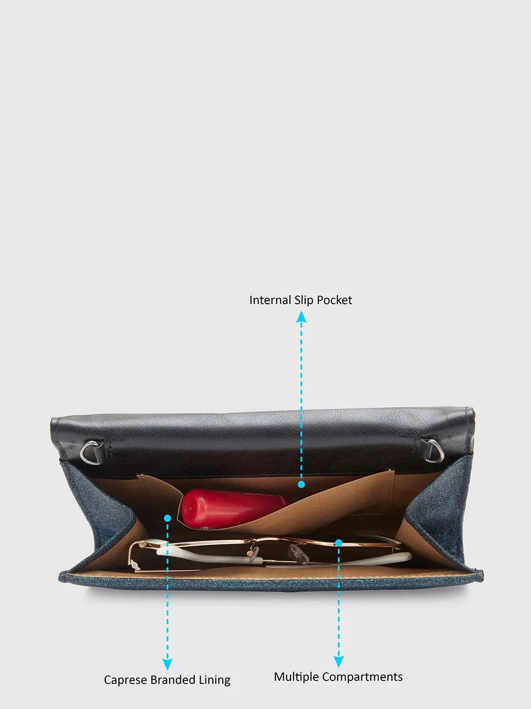 Caprese Junie Medium Navy Flapover Clutch