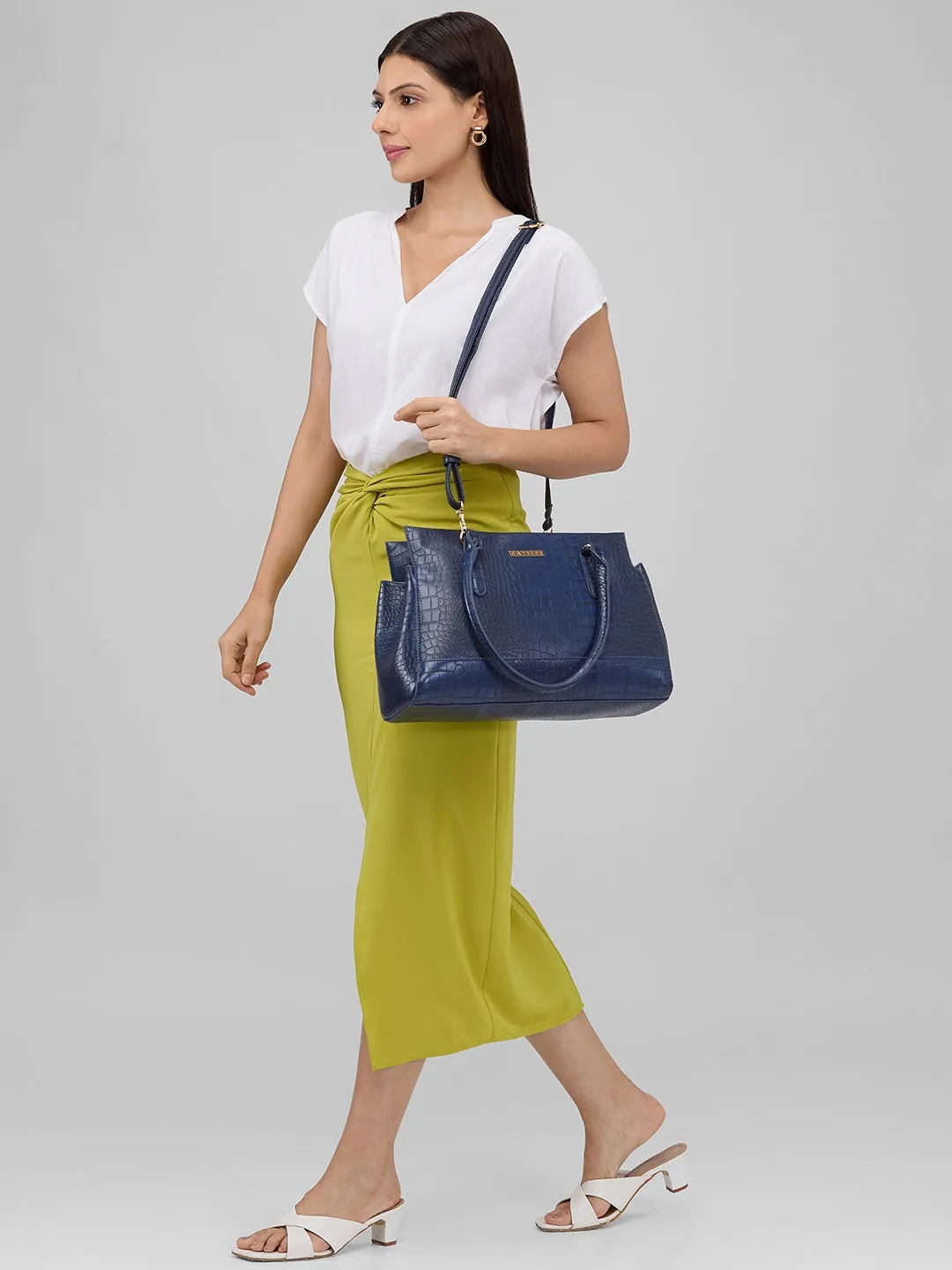 Caprese Kathey Medium Navy Tote Bag