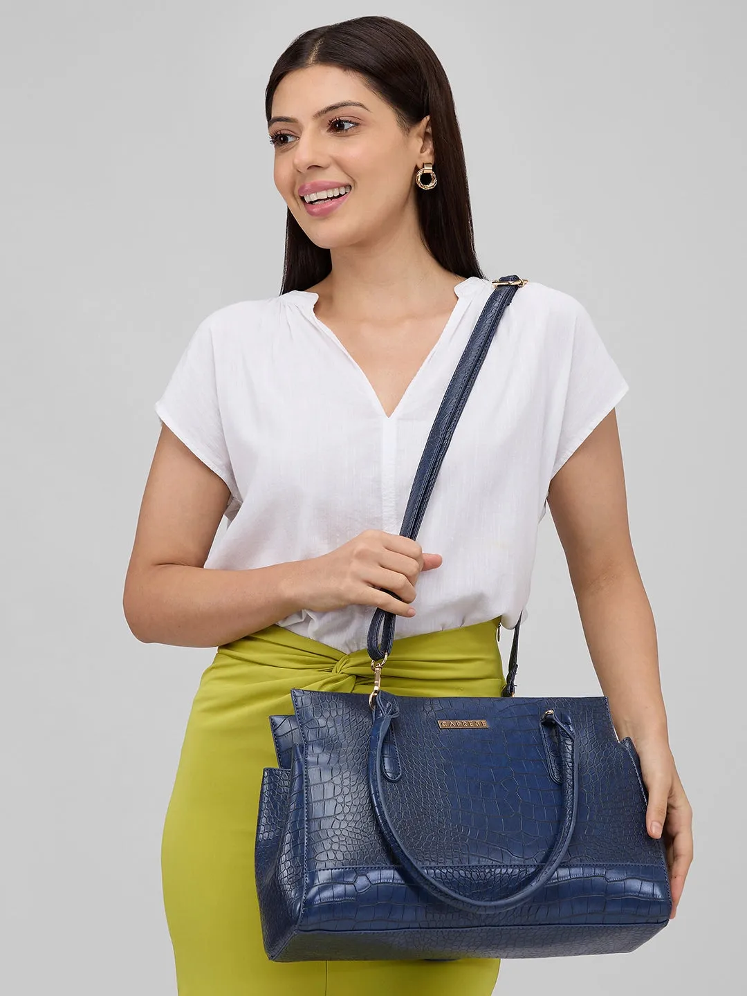 Caprese Kathey Medium Navy Tote Bag