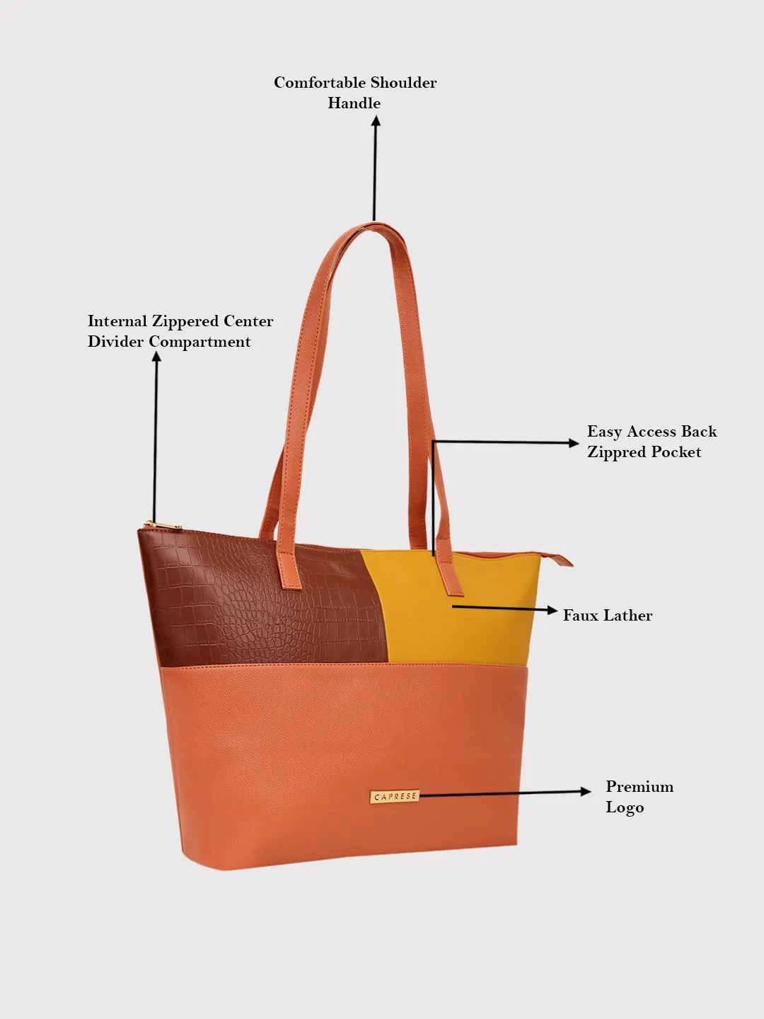 Caprese Kira Large Terracotta Tote Bag
