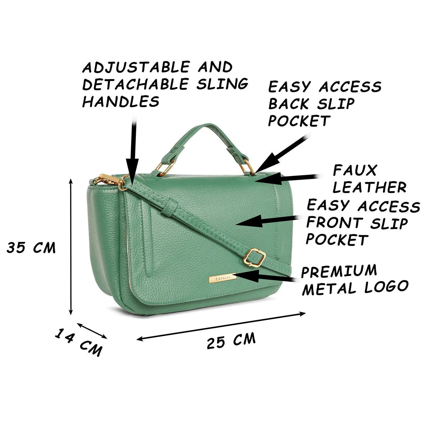 Caprese Kristin Large Green Satchel Bag