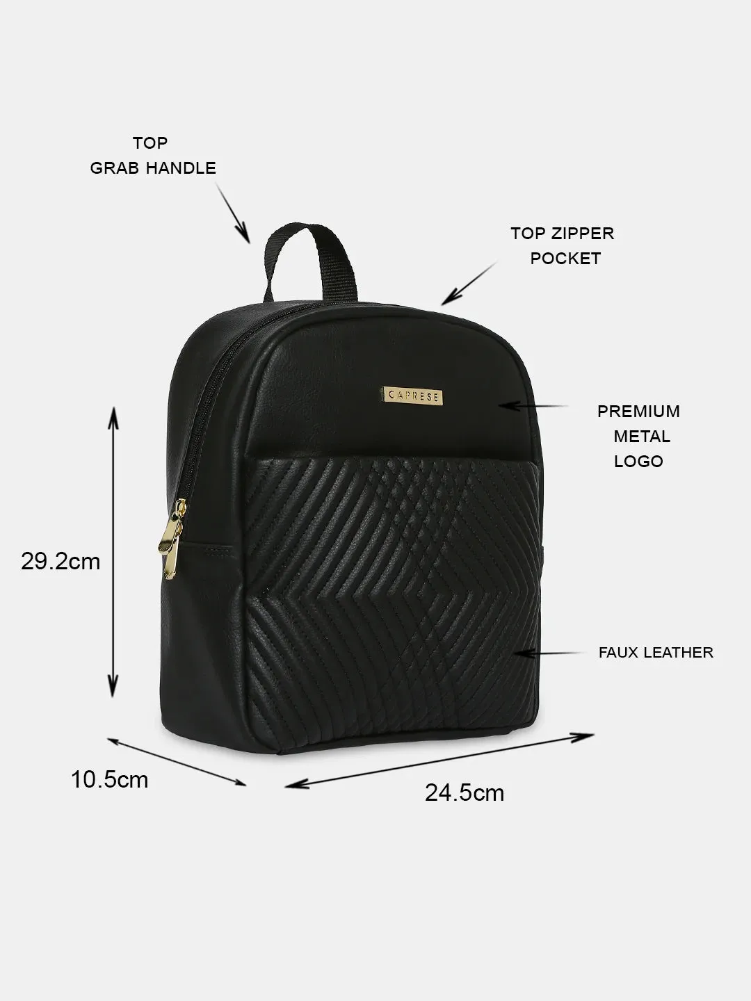Caprese Leo Medium Black Backpack