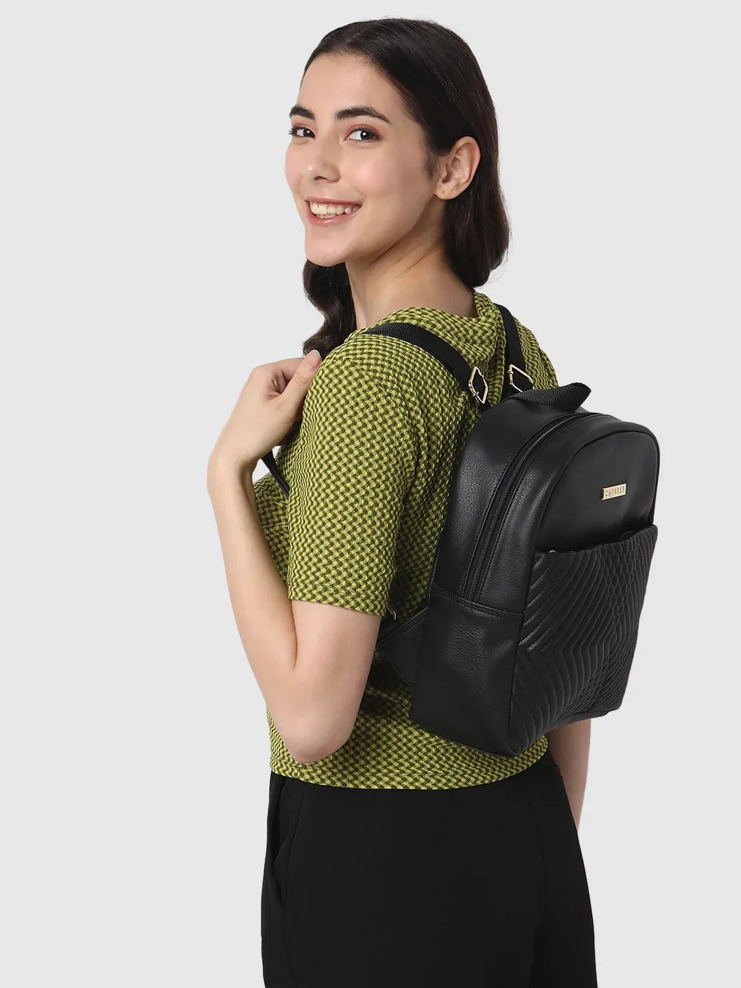 Caprese Leo Medium Black Backpack