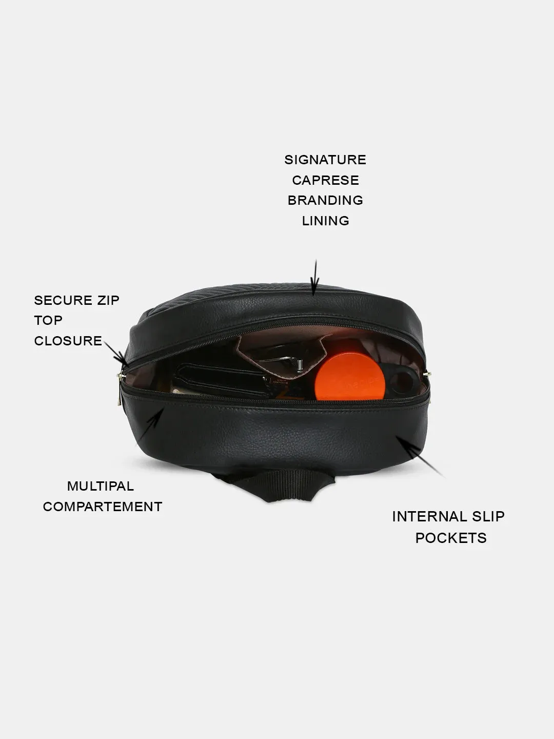 Caprese Leo Medium Black Backpack