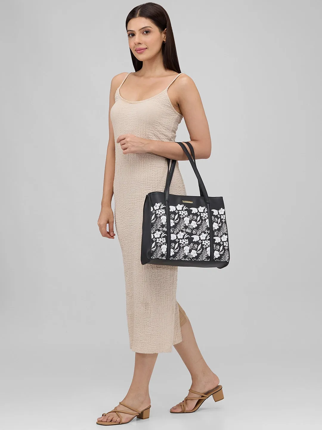 Caprese Lively Medium Black Tote Bag