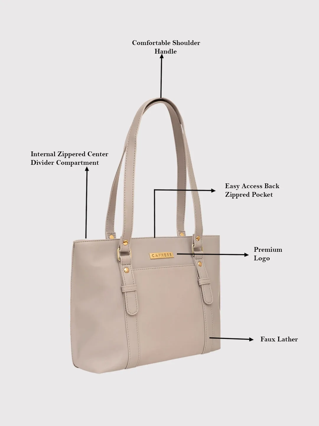 Caprese London Medium Grey Tote Bag