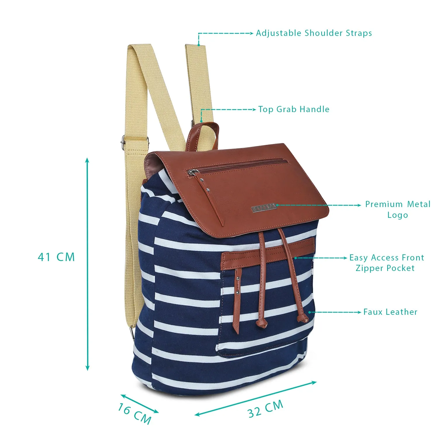 Caprese London Medium Navy Saddle Backpack