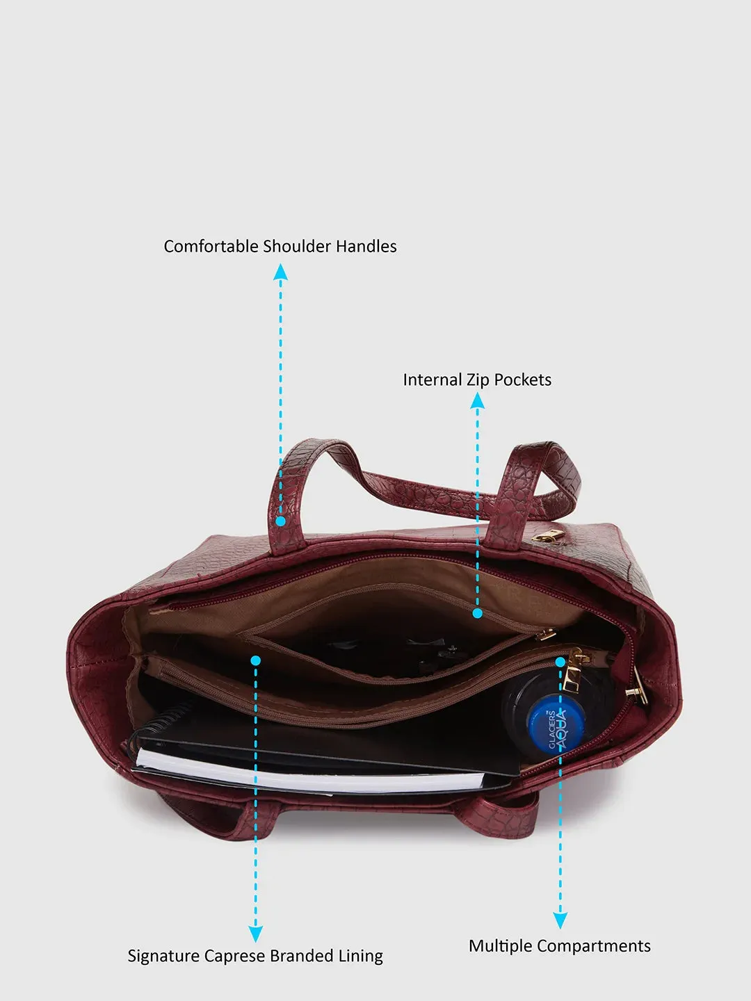 Caprese Luciana Medium Plum Tote Bag
