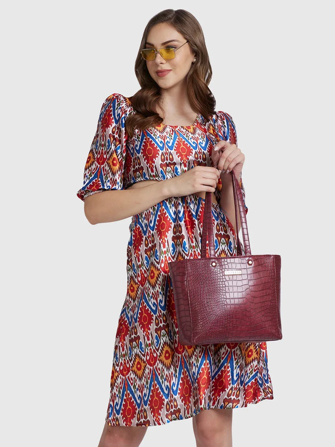 Caprese Luciana Medium Plum Tote Bag