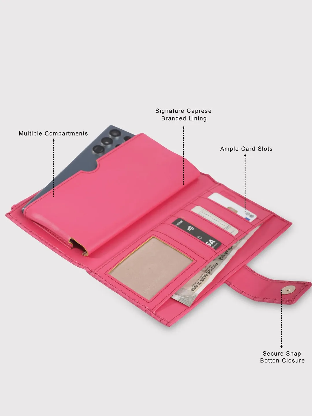 Caprese Luna Medium Fuchsia Bifold Wallet