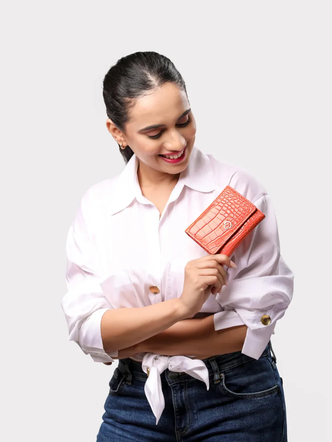 Caprese Luna Small Orange Trifold Wallet