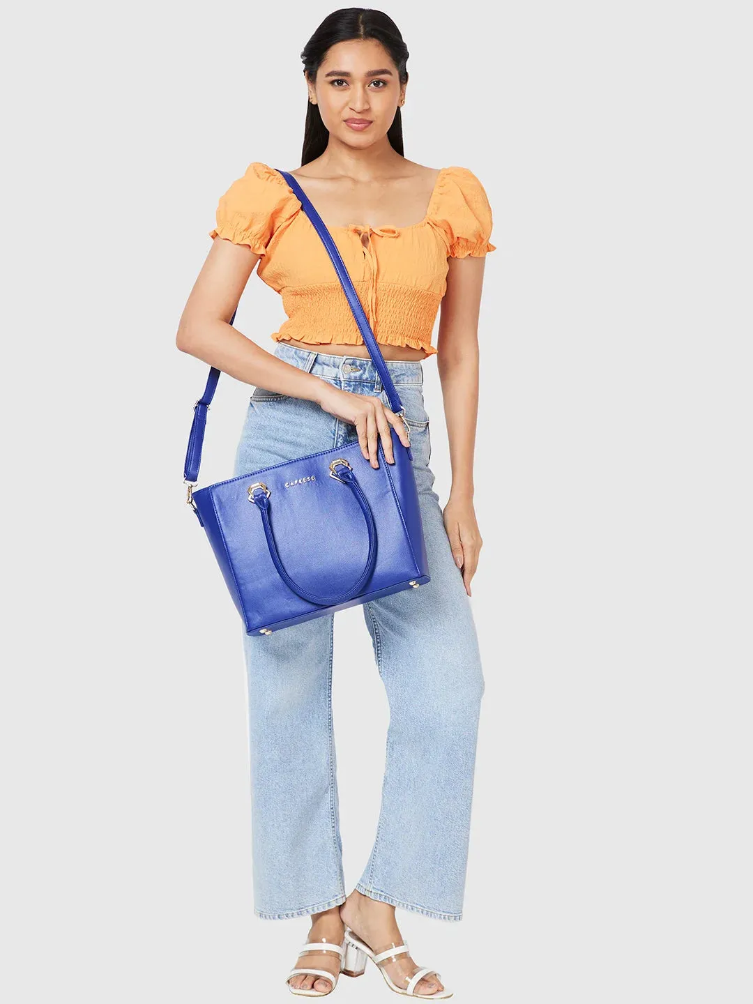Caprese Lydia Medium Blue Tote Bag