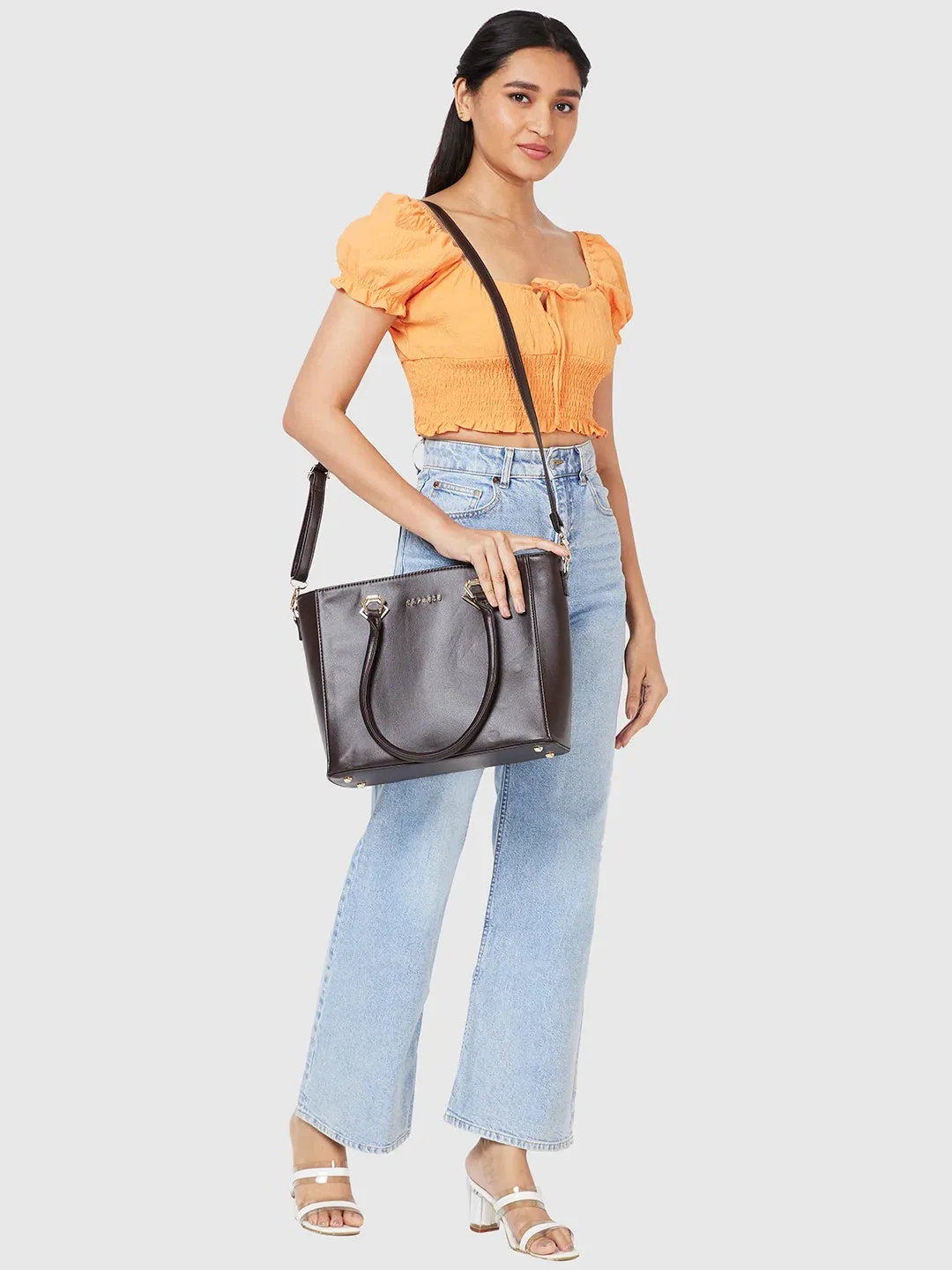 Caprese Lydia Medium Dark Oak Tote Bag