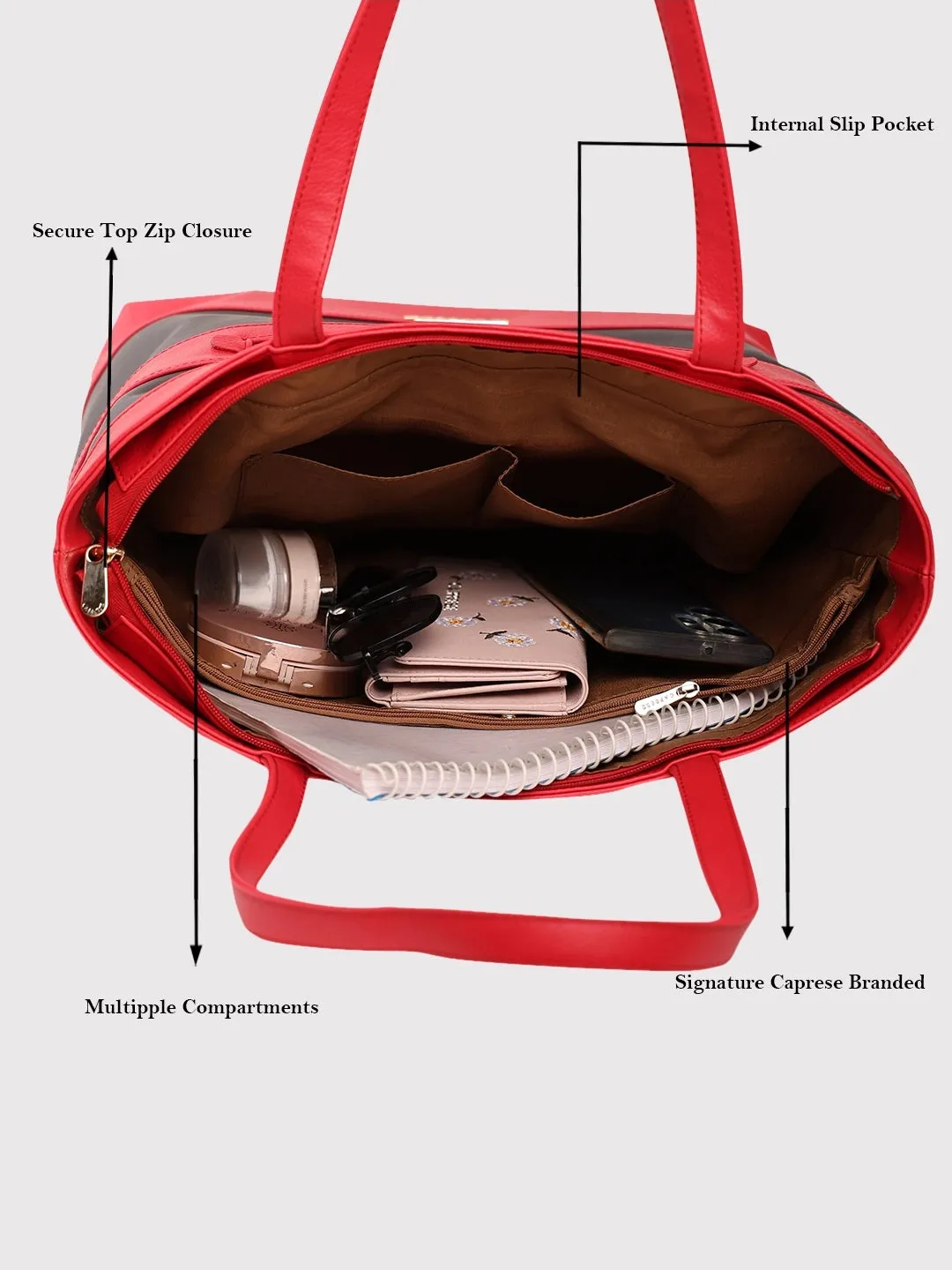Caprese Marciano Medium Red Tote Bag