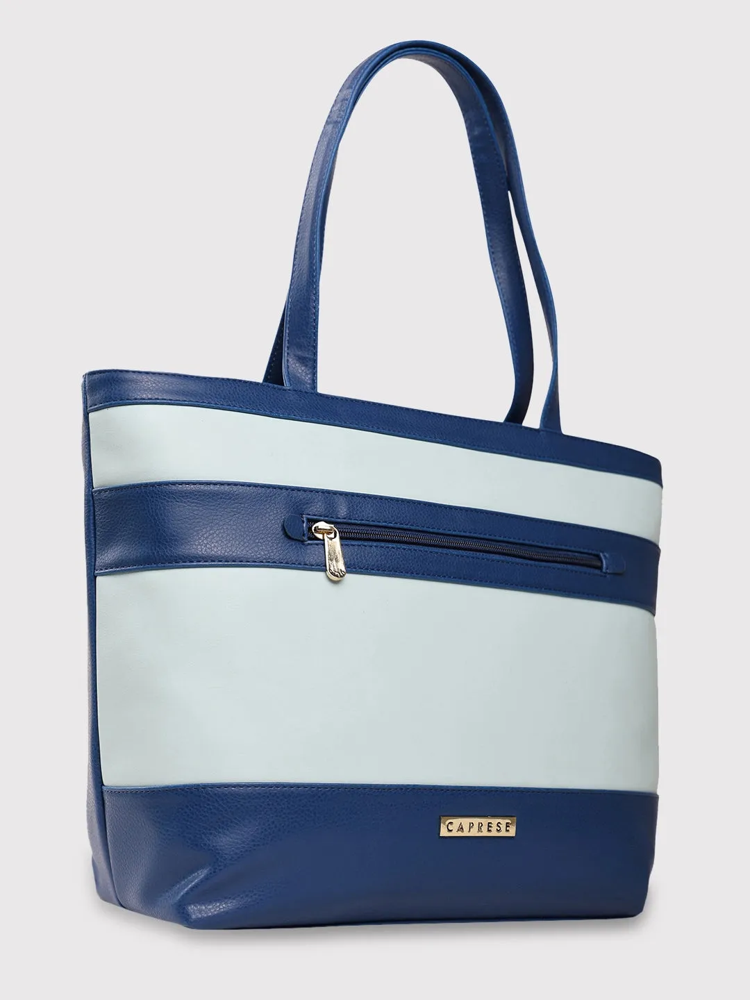 Caprese Marciano Medium Striped Navy Tote Bag
