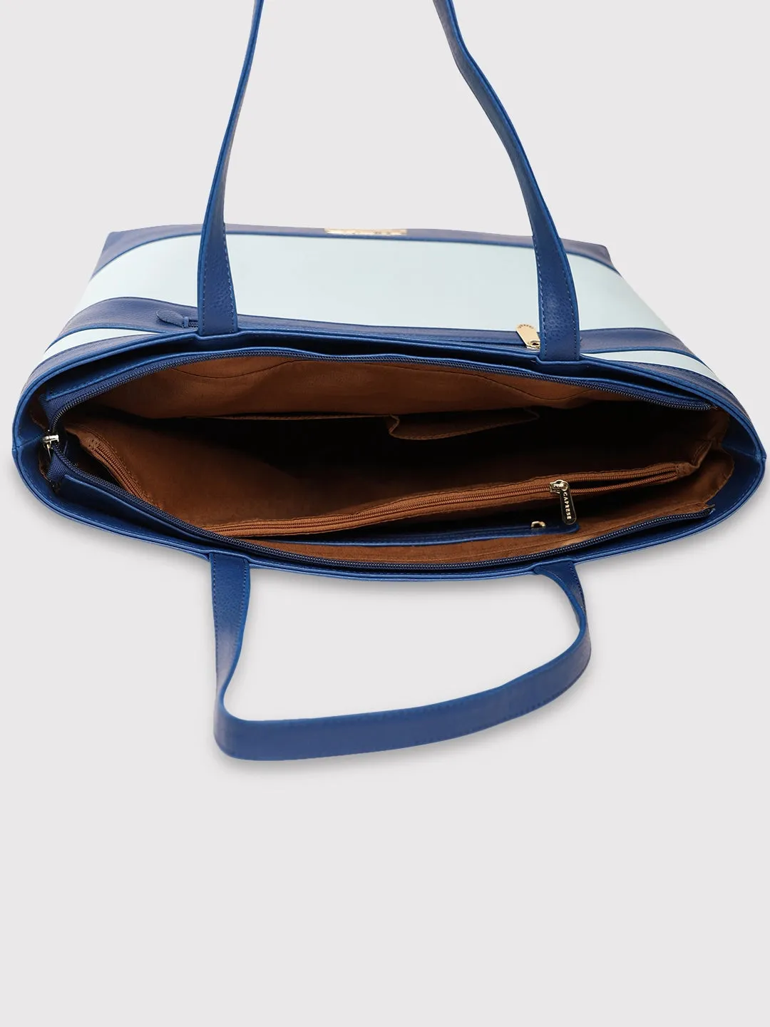 Caprese Marciano Medium Striped Navy Tote Bag