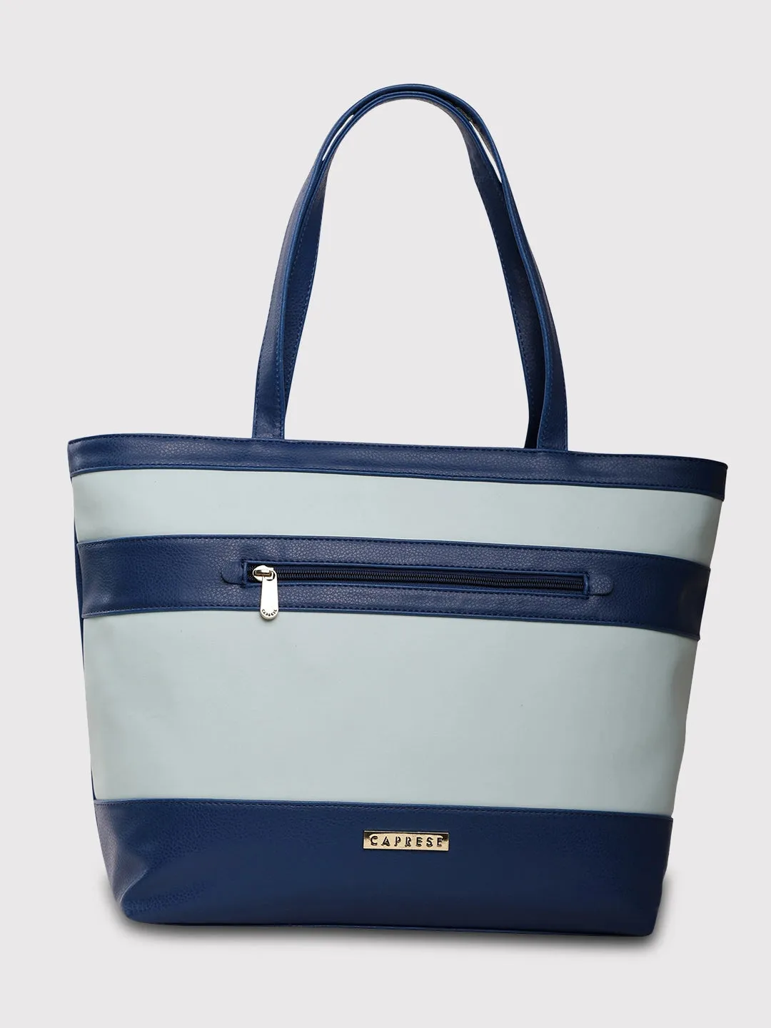 Caprese Marciano Medium Striped Navy Tote Bag