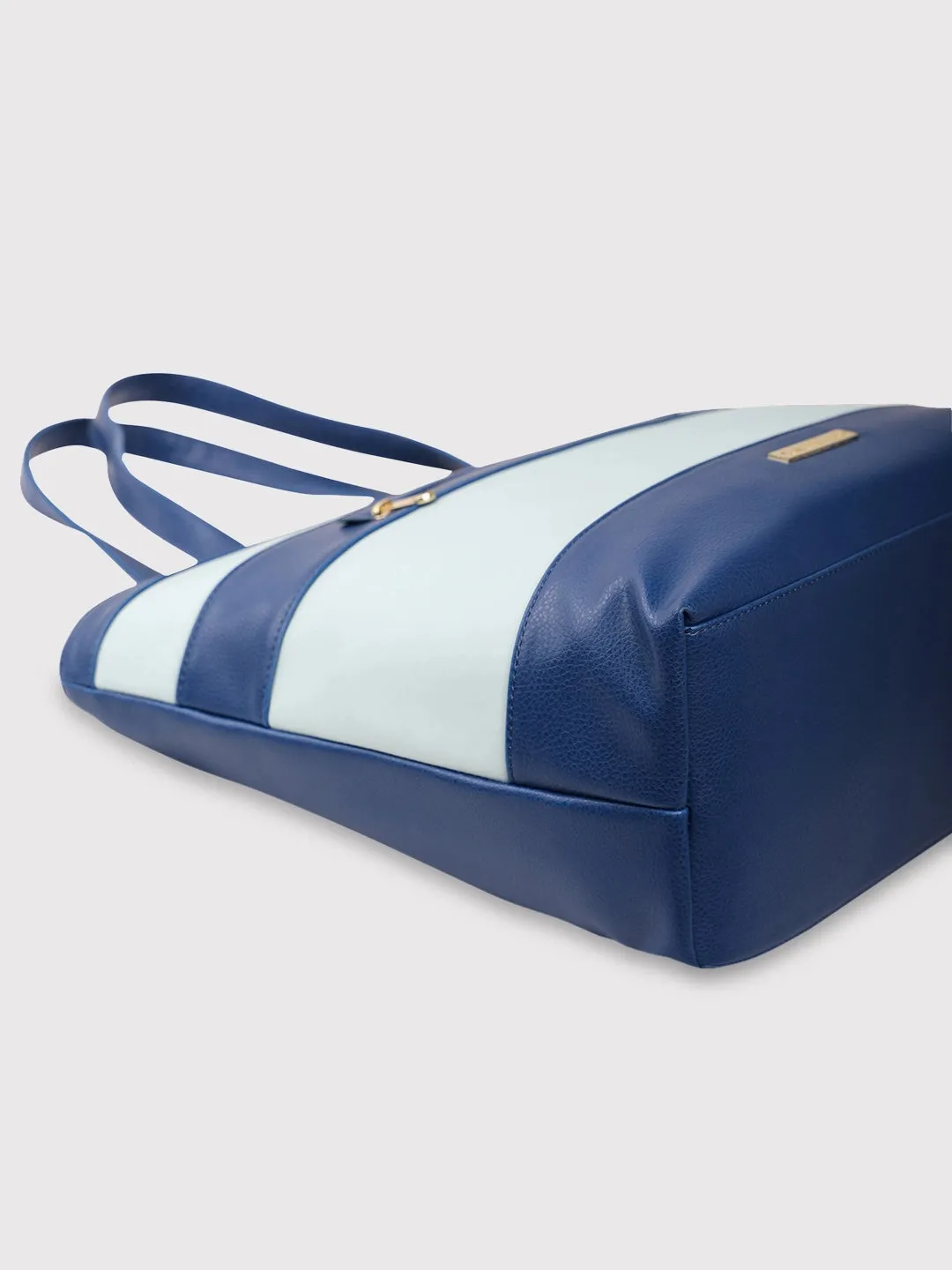 Caprese Marciano Medium Striped Navy Tote Bag