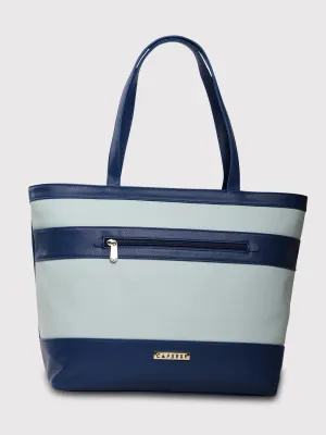 Caprese Marciano Medium Striped Navy Tote Bag