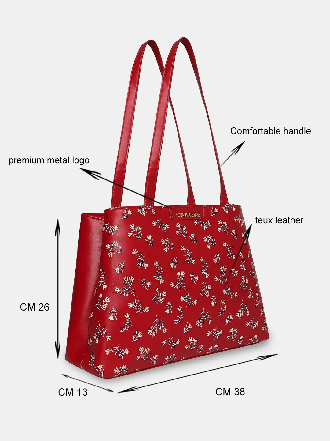 Caprese Merida Large Printed Red Satchel Bag