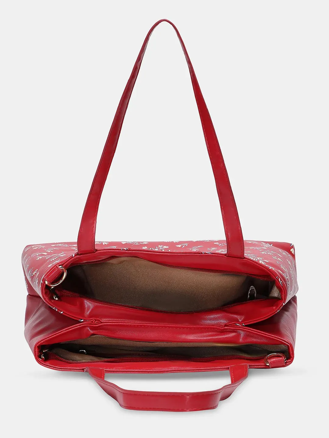 Caprese Merida Large Printed Red Satchel Bag