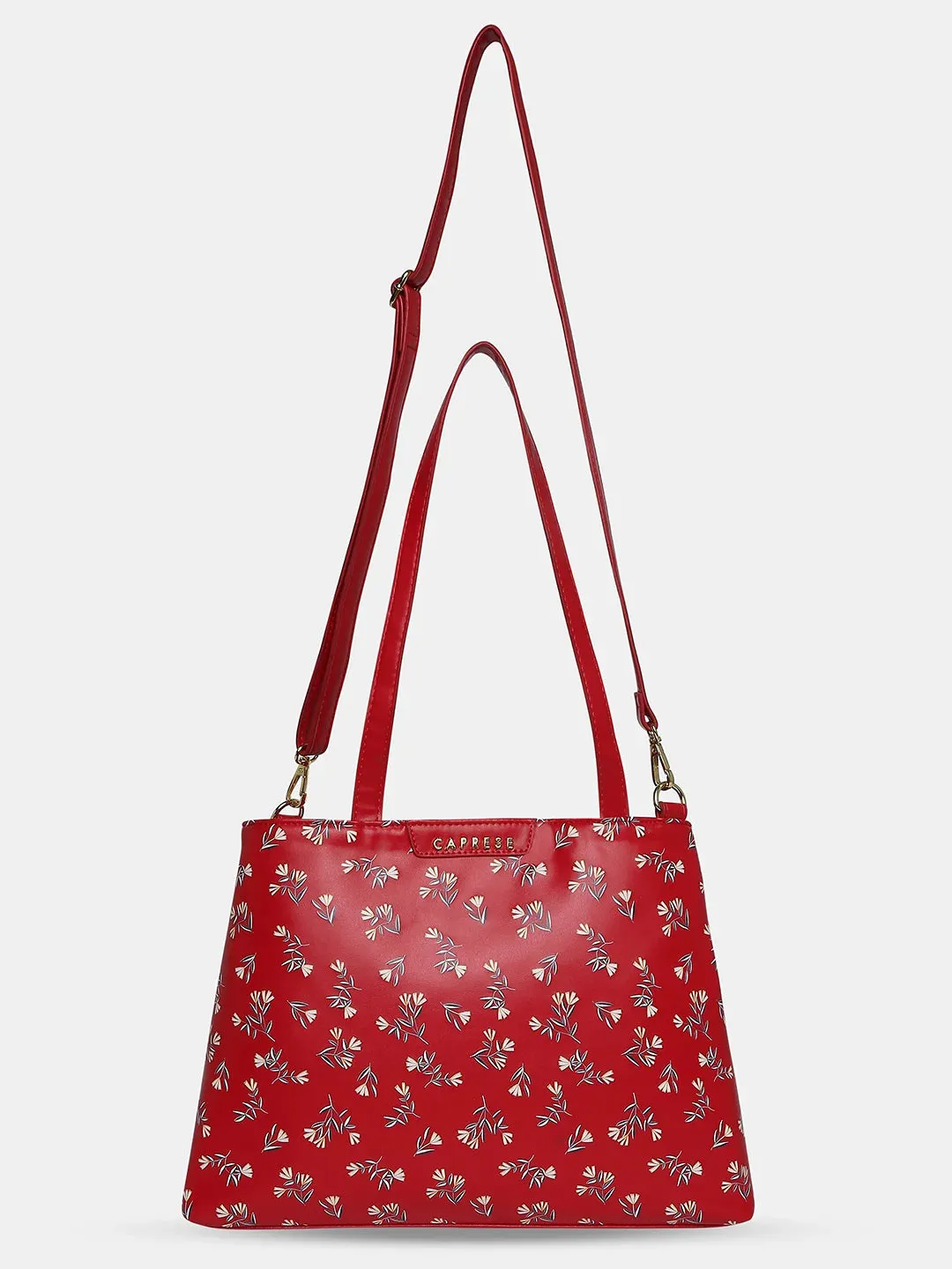 Caprese Merida Large Printed Red Satchel Bag