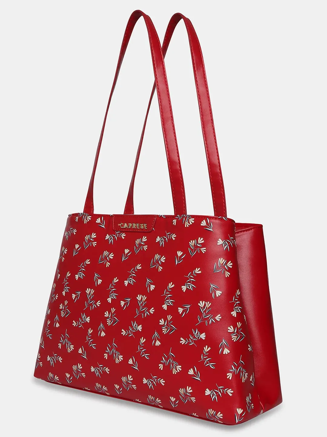 Caprese Merida Large Printed Red Satchel Bag