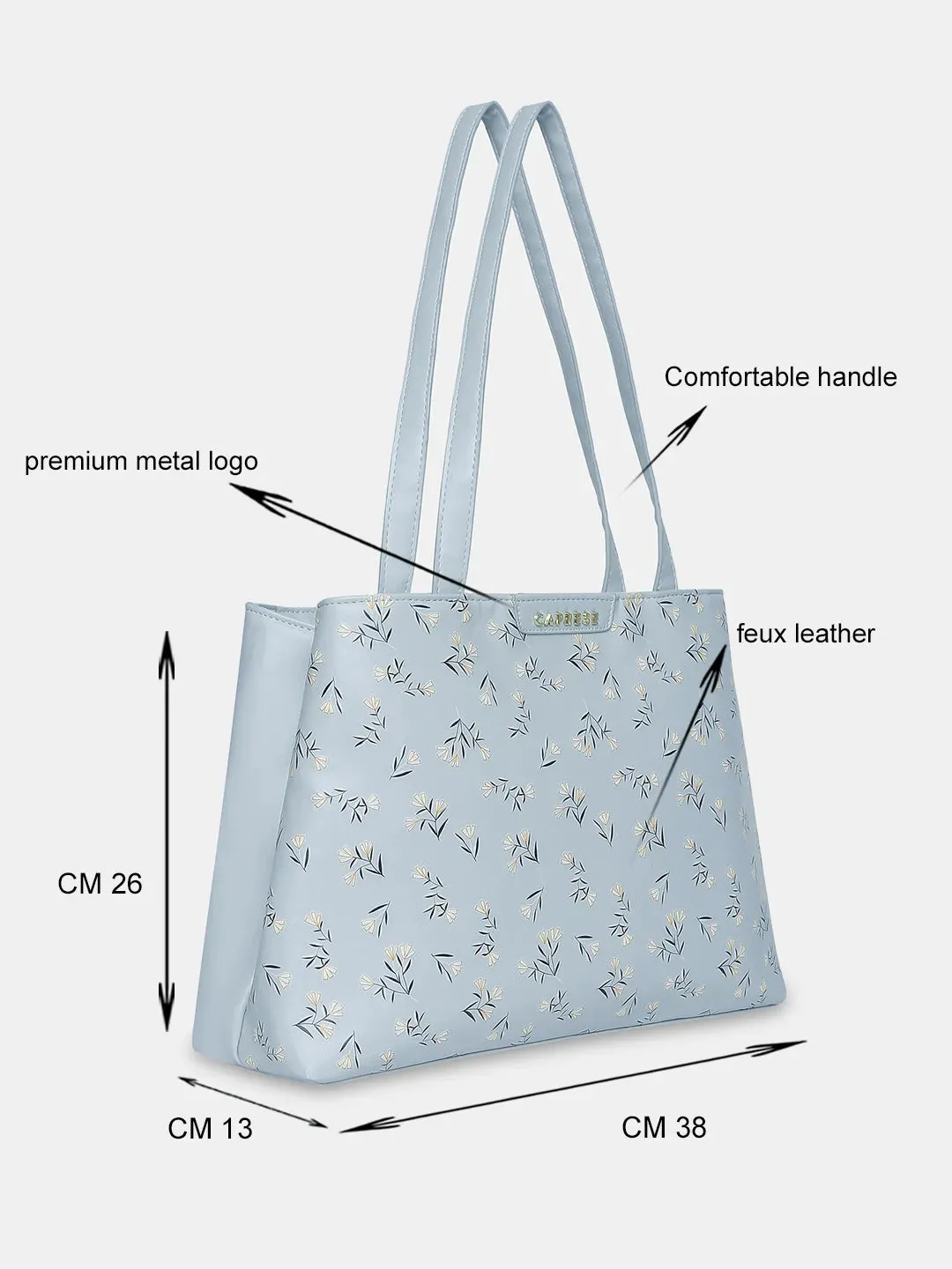 Caprese Merida Large Printed Sky Blue Satchel Bag