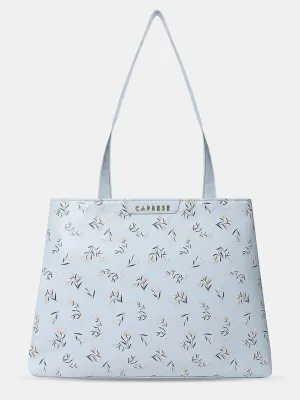 Caprese Merida Large Printed Sky Blue Satchel Bag