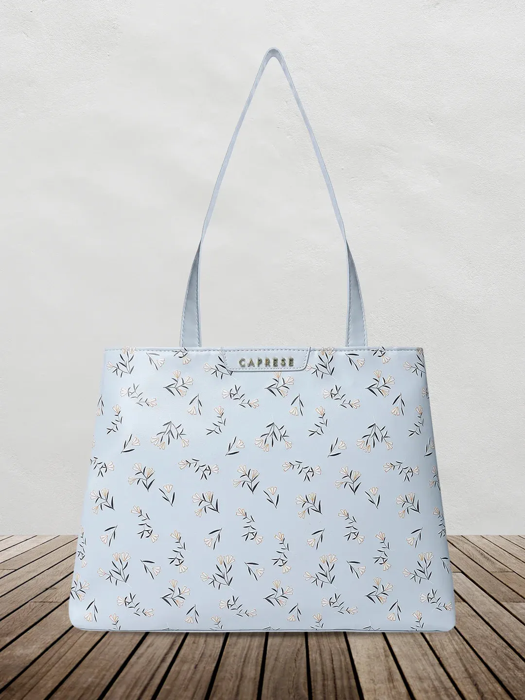 Caprese Merida Large Printed Sky Blue Satchel Bag