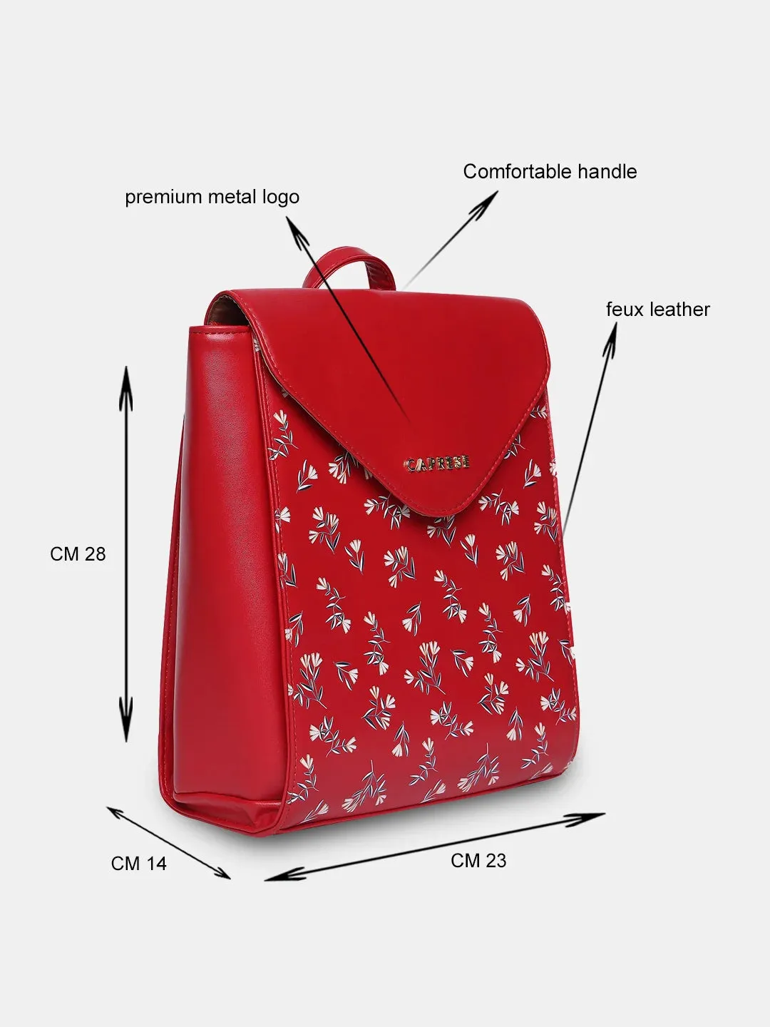 Caprese Merida Printed Large Red Backpack