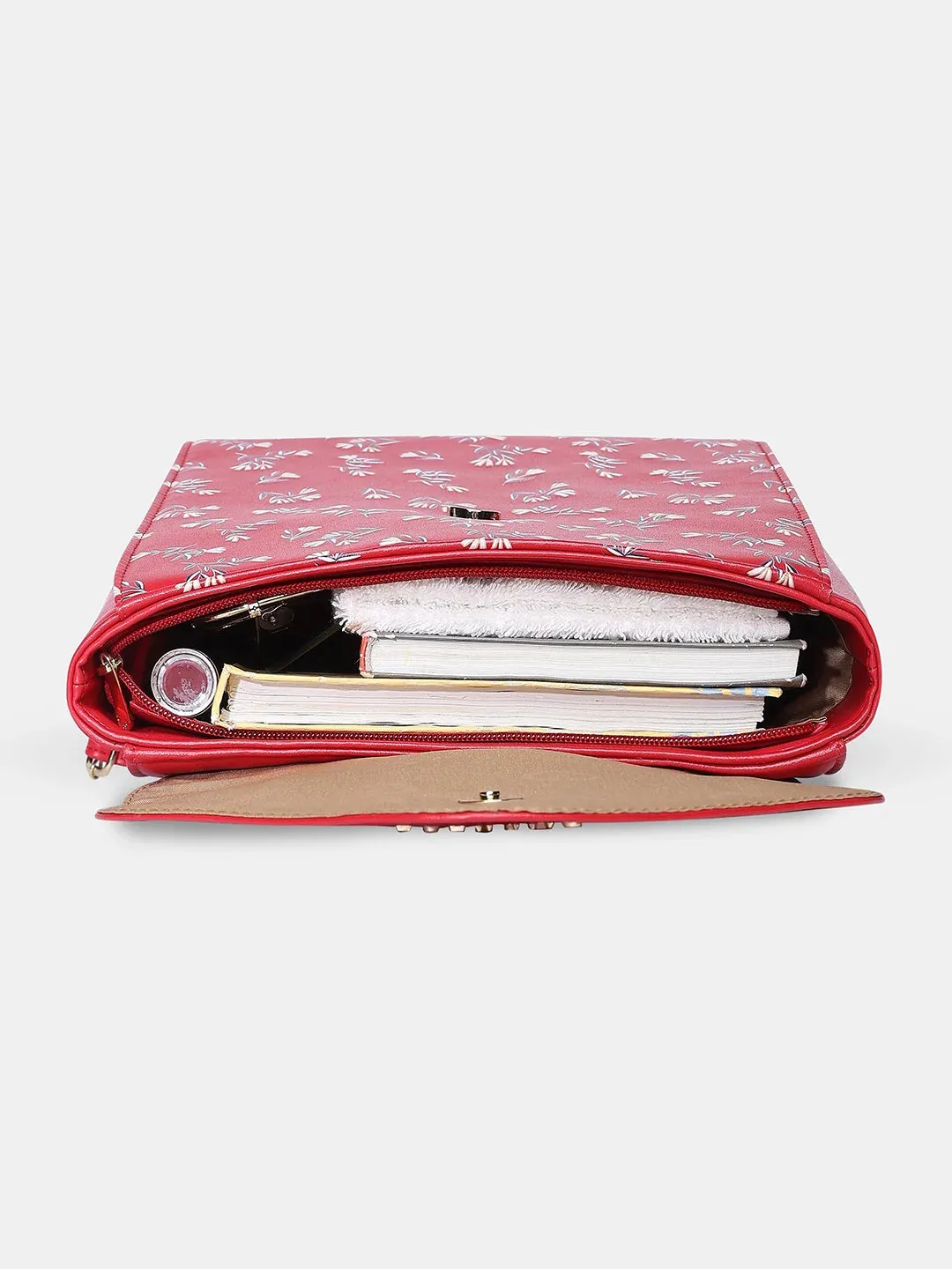 Caprese Merida Printed Large Red Backpack