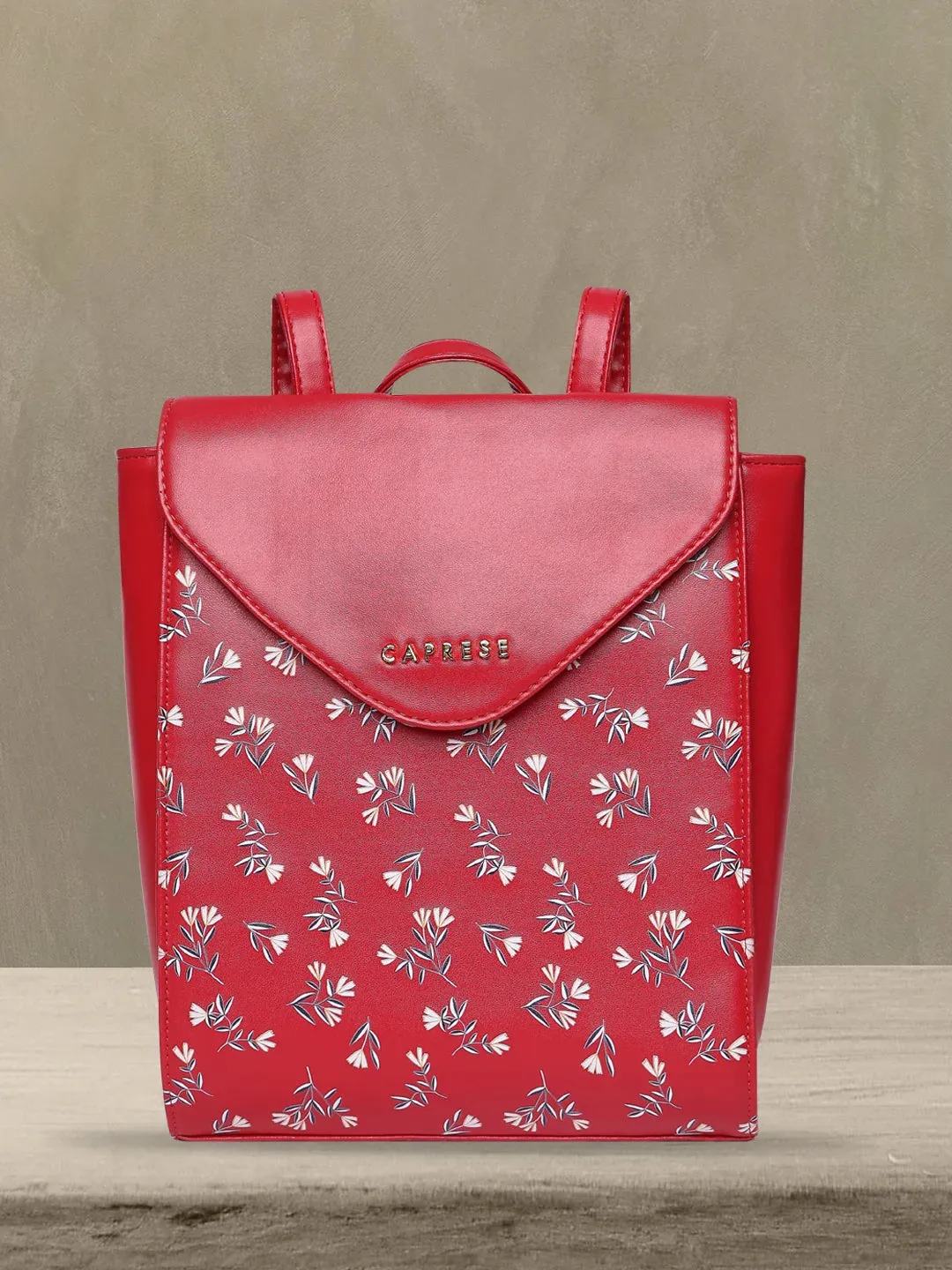Caprese Merida Printed Large Red Backpack