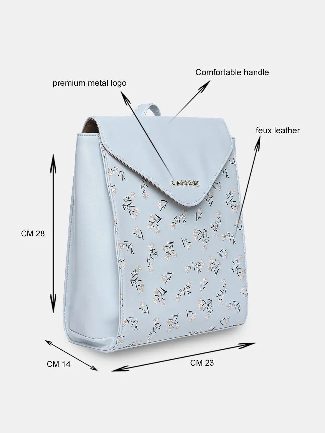 Caprese Merida Printed Large Sky Blue Backpack