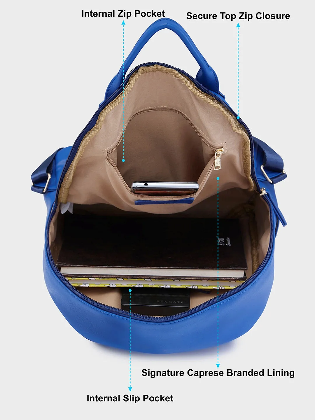 Caprese Merlin Medium Blue Backpack