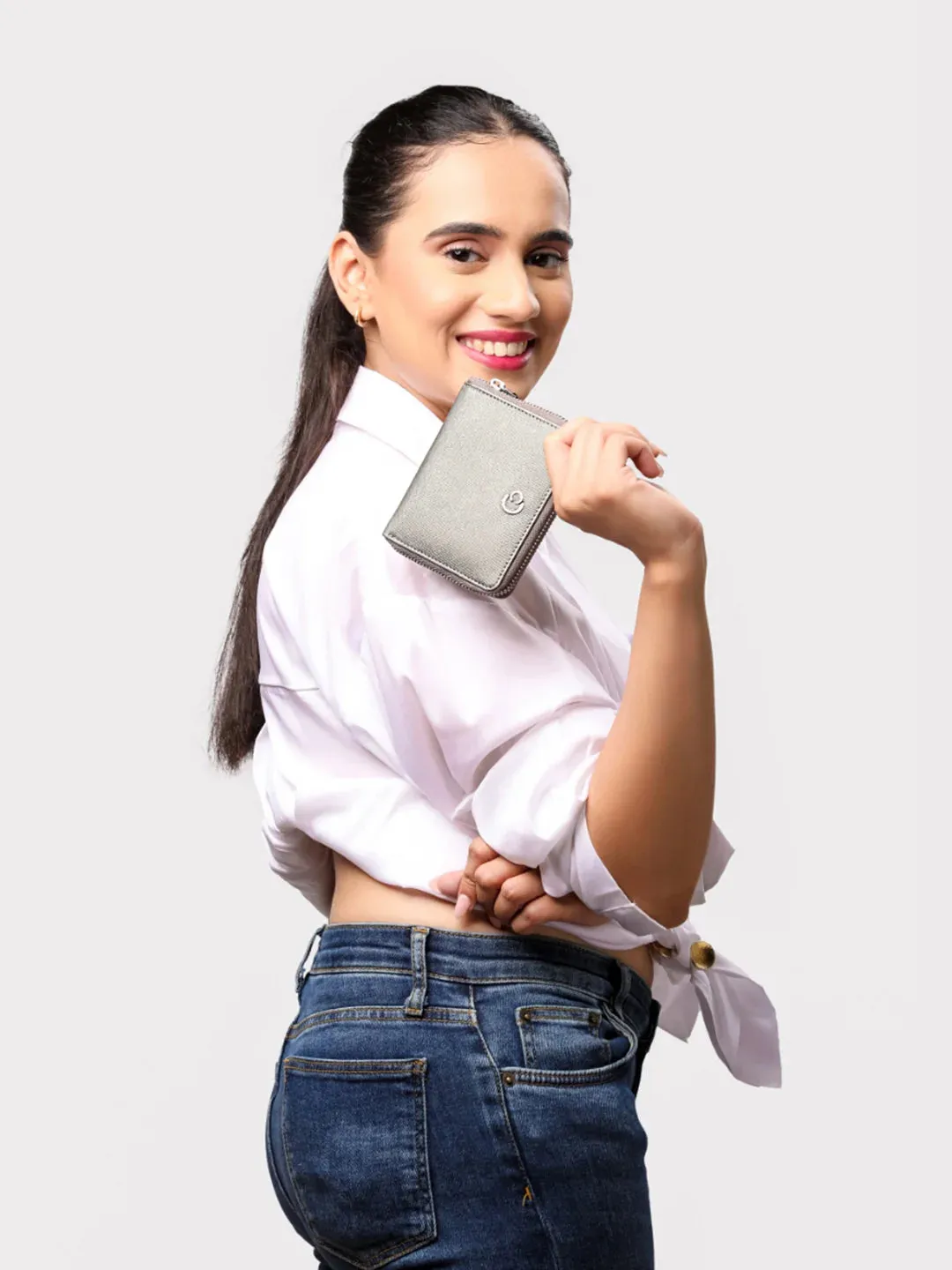 Caprese Mia Small Gunmetal Zip Around Wallet