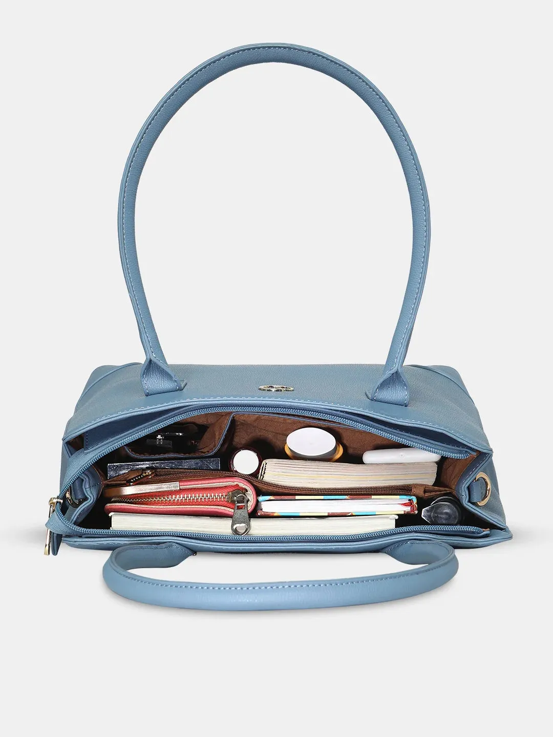 Caprese Milan Medium Blue Satchel Bag