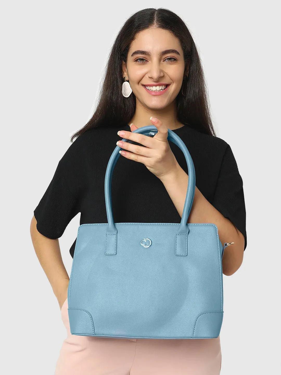 Caprese Milan Medium Blue Satchel Bag