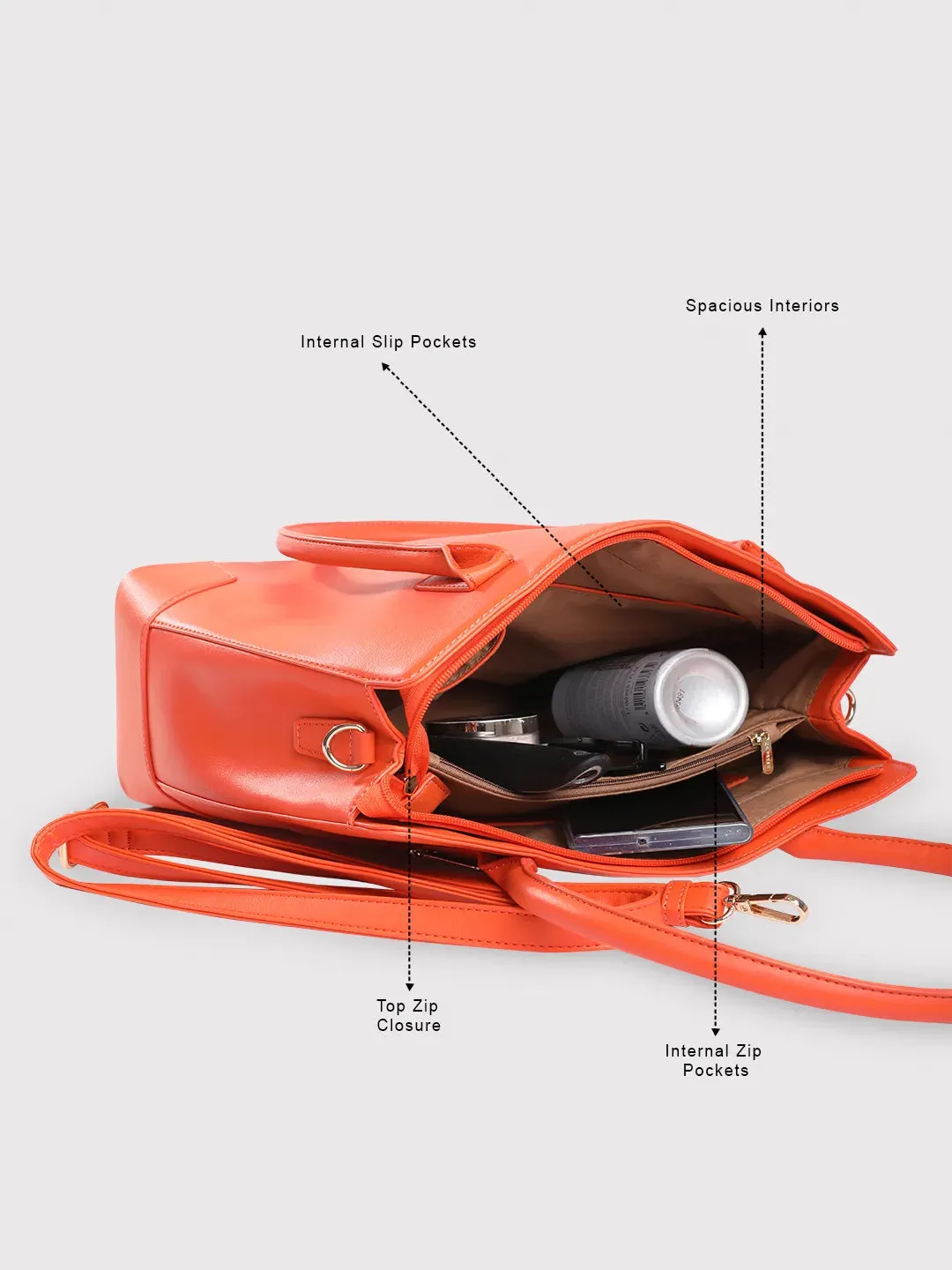 Caprese Milan Medium Orange Satchel Bag