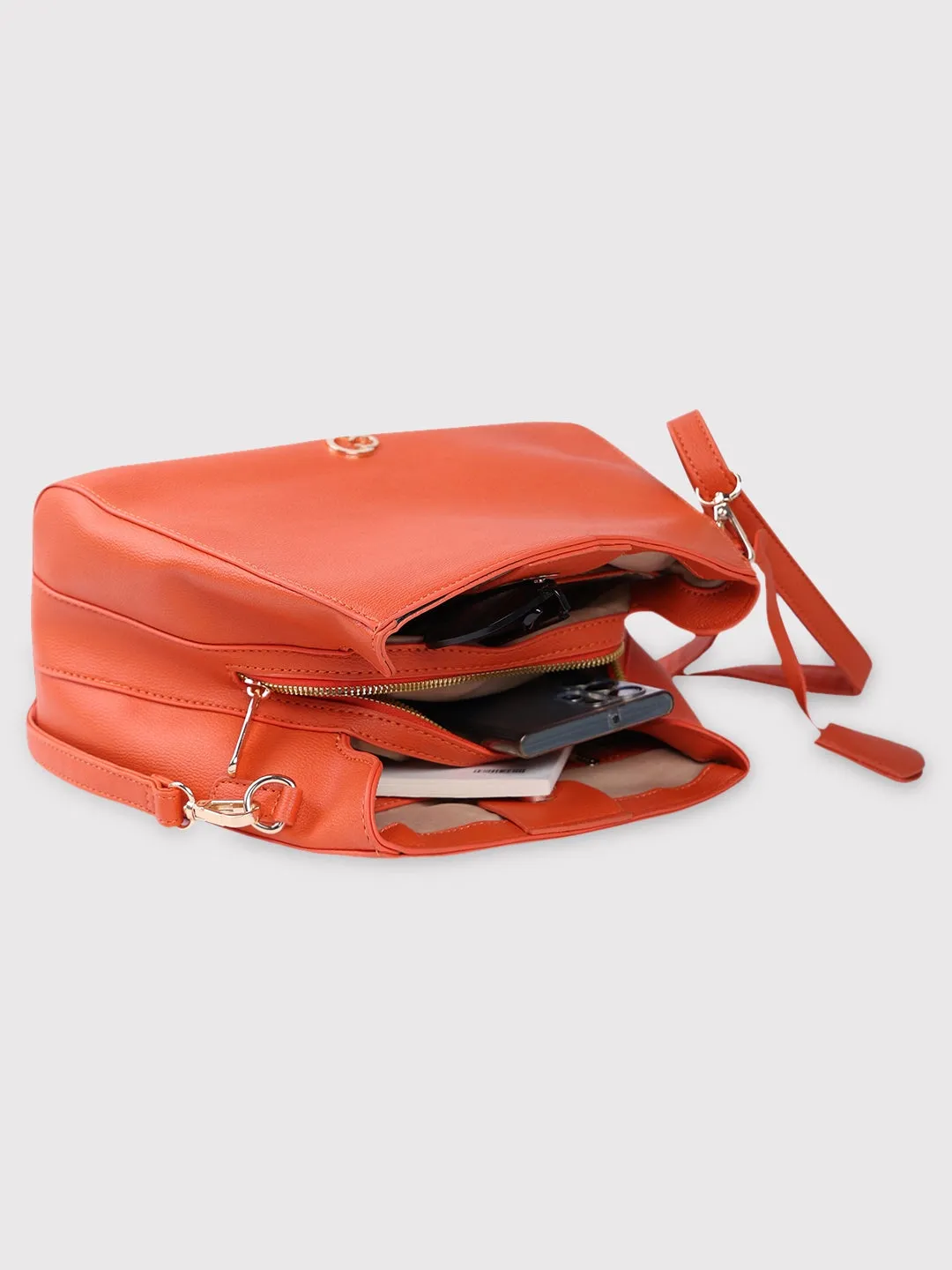 Caprese Milan Small Orange Satchel Bag