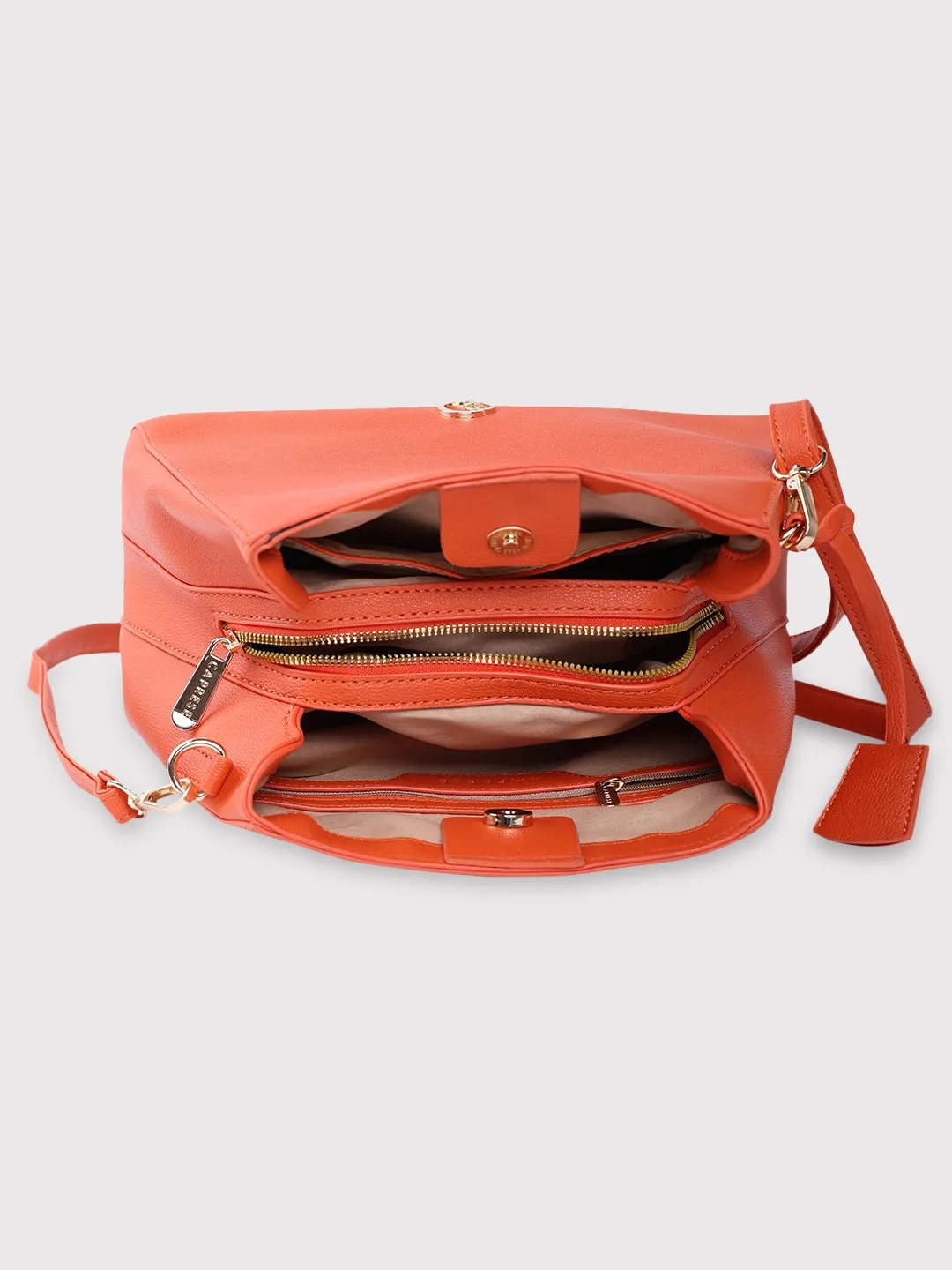 Caprese Milan Small Orange Satchel Bag