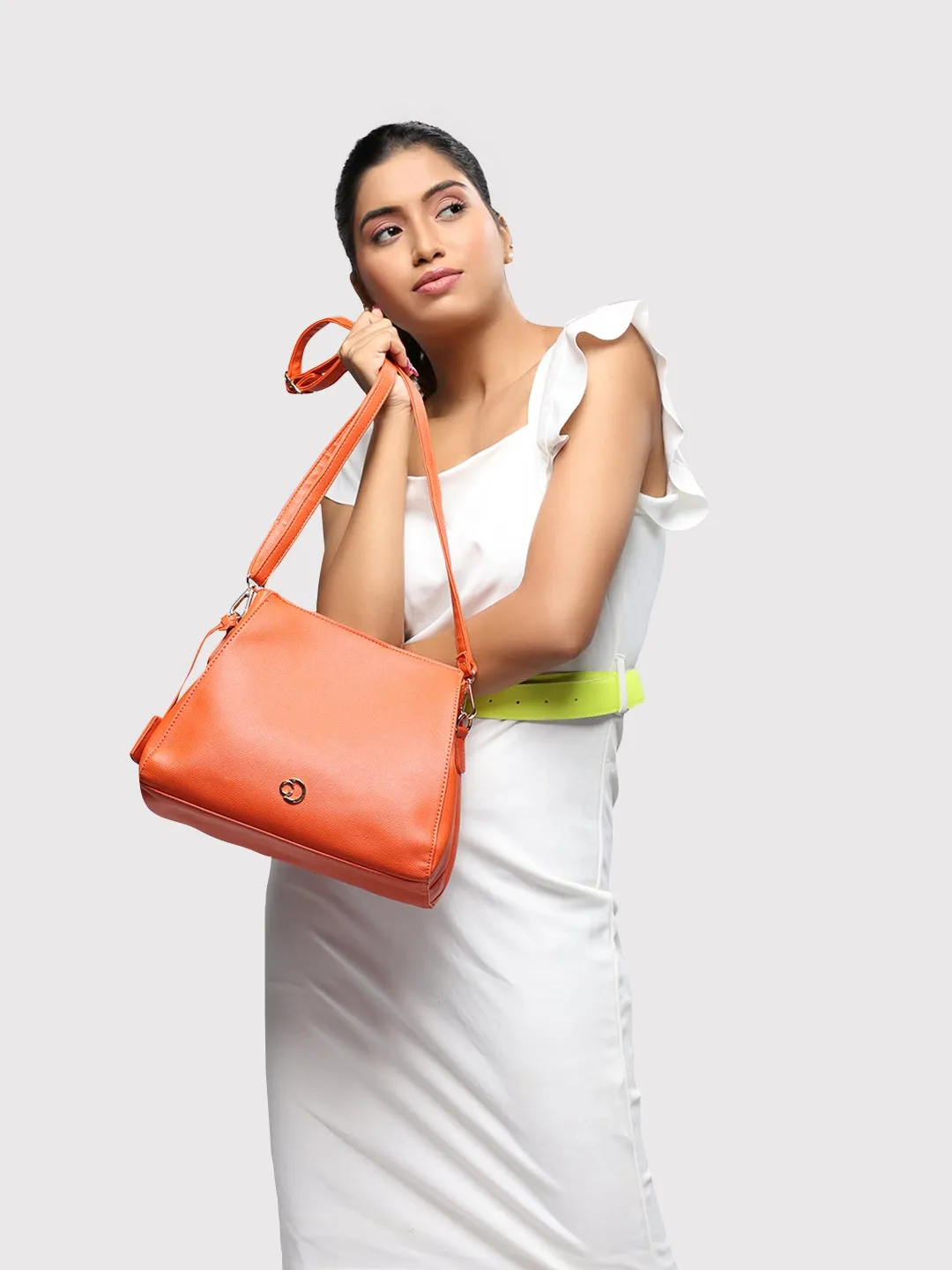 Caprese Milan Small Orange Satchel Bag